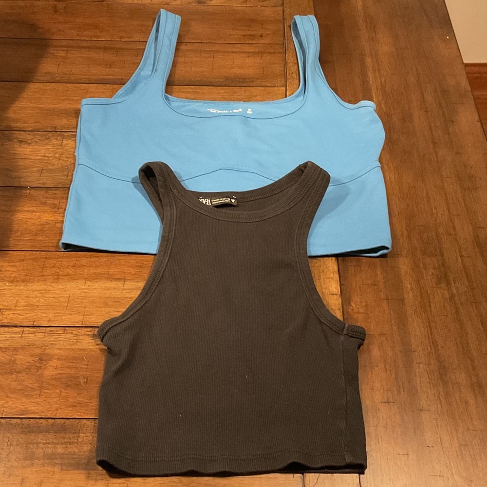 Abercrombie & Fitch Blue and Black Tank Tops, Size M